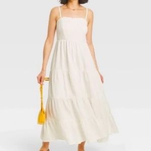 XL Maxi White Tiered Dress